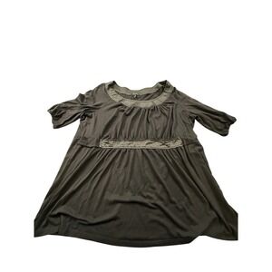 Daisy Fuentes Top Womens 2XL Black‎ Short Sleeve Blouse Relaxed Fit EUC